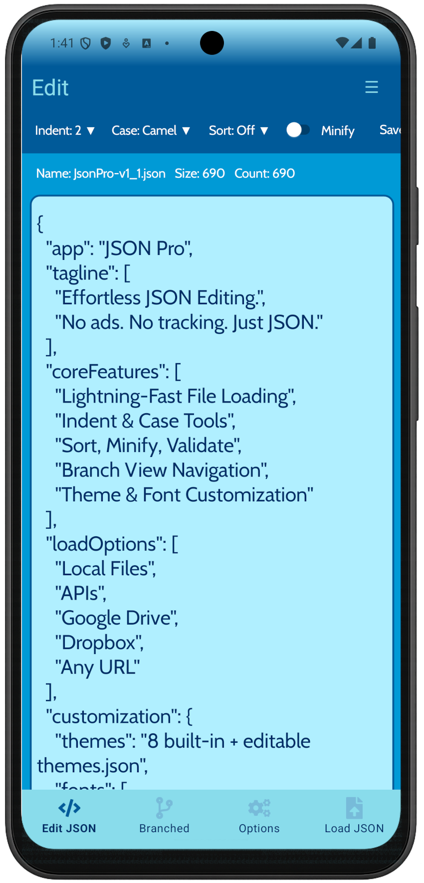 JSON Pro Editor - format, sort, validate, and customize JSON with intuitive controls